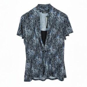 Notations Blue and Black Patterned 2-fer Style Blouse Size 1X New